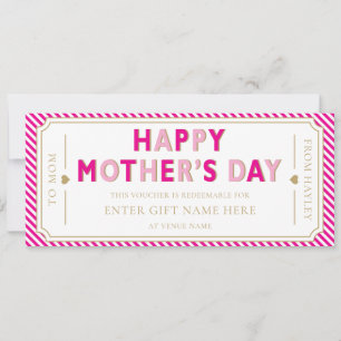 Hot Pink Happy Mother's Day Gift Voucher Card
