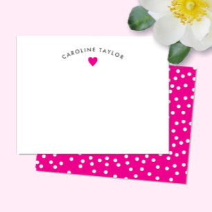 Hot Pink Heart & Dots Cute Girly Card