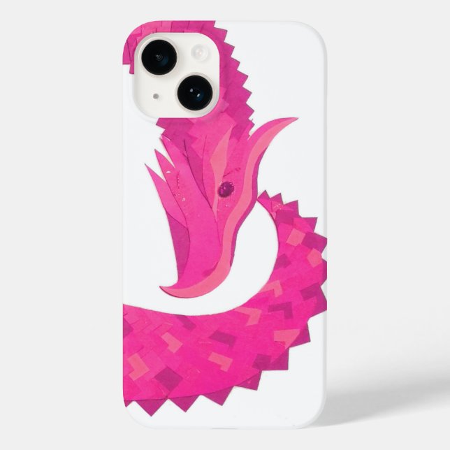 Hot pink heart dragon on white Case-Mate iPhone case (Back)