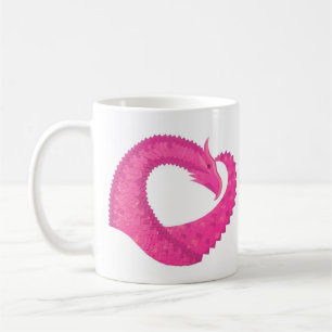 Hot pink heart dragon on white coffee mug