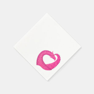 Hot pink heart dragon on white napkin