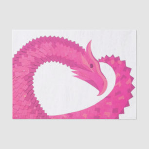 Hot pink heart dragon on white tissue paper