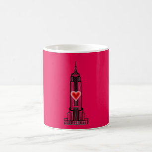 Hot Pink Heart Empire State Building Mug