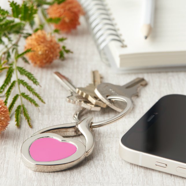 Hot Pink Heart Metal Keychain (Side)