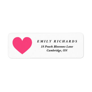 Hot Pink Heart Minimalist Address Label