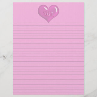 Hot Pink Heart Monogram Optional Lines