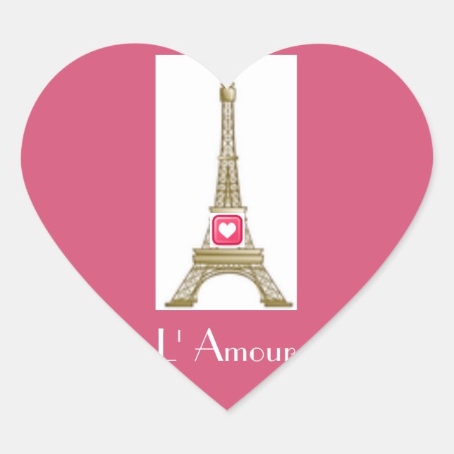 Hot Pink Heart Paris Eiffel Tower Sticker (Front)