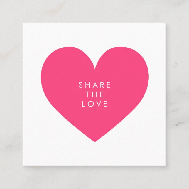Hot Pink Heart Share the Love Referral Card (Front)