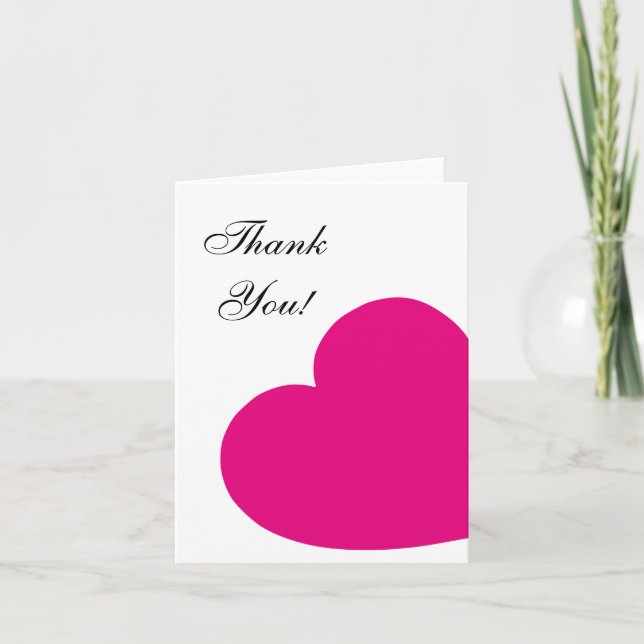 Hot Pink Heart Thank You Card (Front)