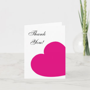Hot Pink Heart Thank You Card