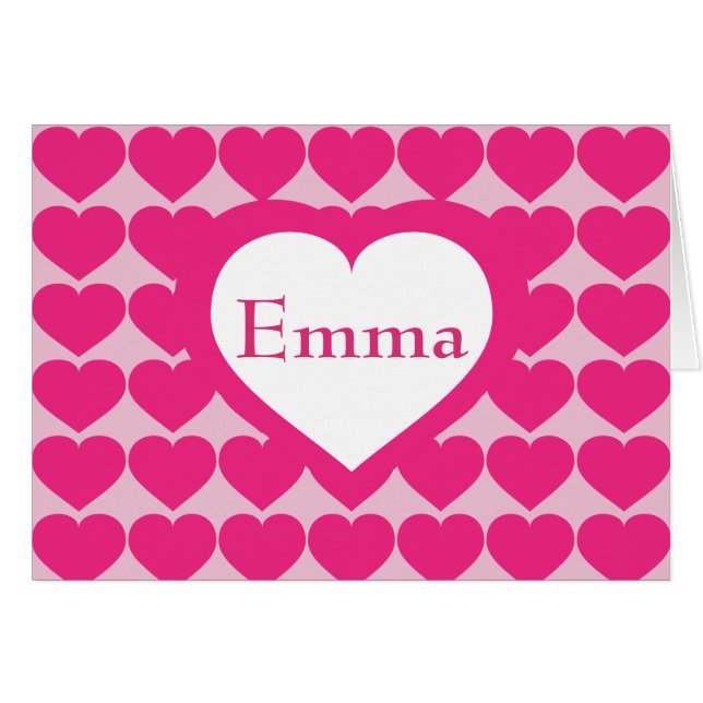 Hot Pink Hearts Pattern - Personalised Heart (Front Horizontal)
