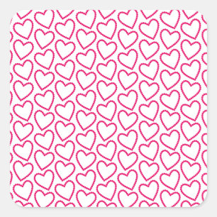 Hot Pink Hearts Square Sticker