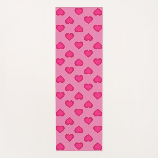Hot pink hearts yoga mat (Front)
