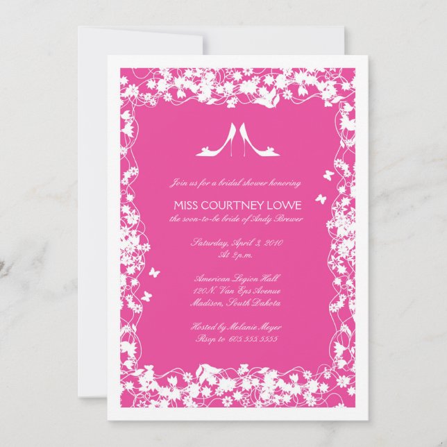 Hot Pink Heels Bridal Shower Invitation (Front)