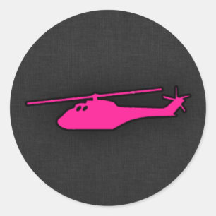Hot Pink Helicopter Classic Round Sticker