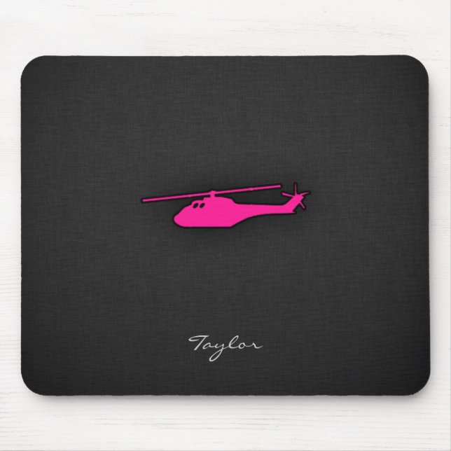 Hot Pink Helicopter Mouse Mat (Front)