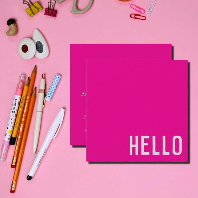 hot pink -  HELLO Square Business Card (Creator Uploaded)