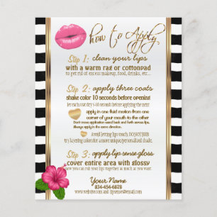 Hot Pink Hibiscus and Stripes Lip Instructions Flyer