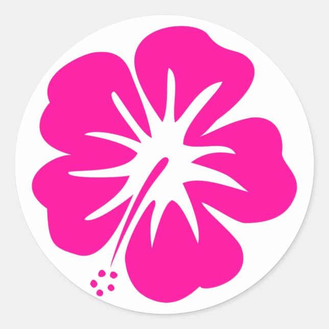 Hot Pink Hibiscus Classic Round Sticker (Front)