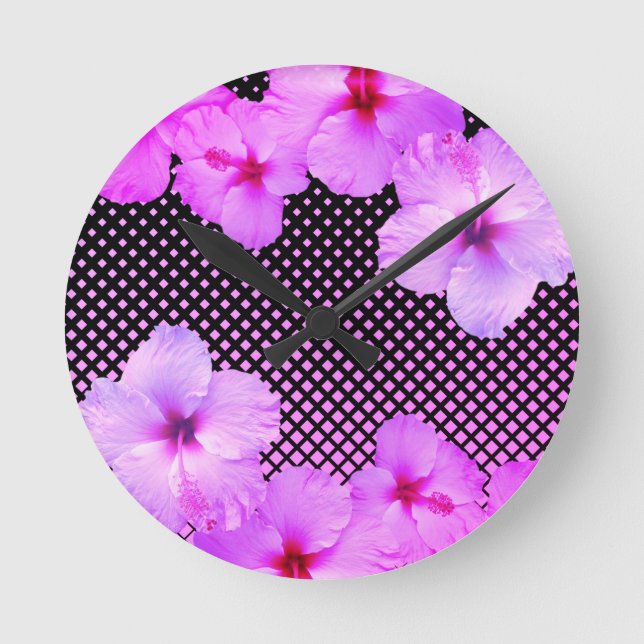 Hot Pink Hibiscus      Round Clock (Front)