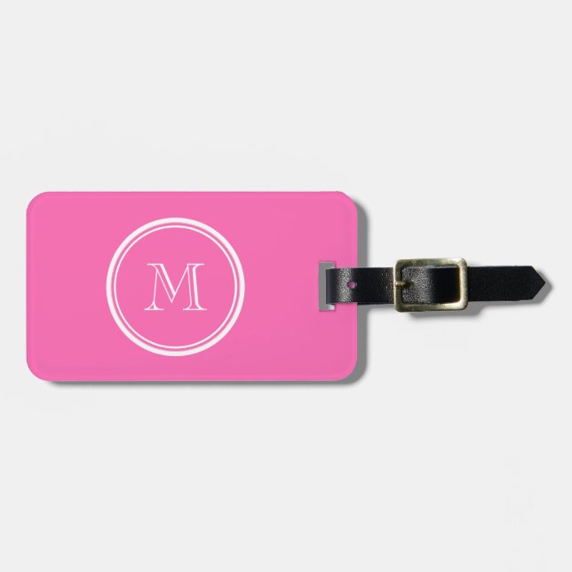 Hot Pink High End Coloured Personalised Luggage Tag (Front Horizontal)