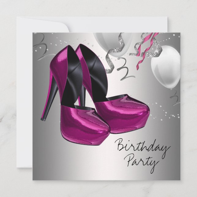 Hot Pink High Heel Shoes Birthday Party Invitation (Front)
