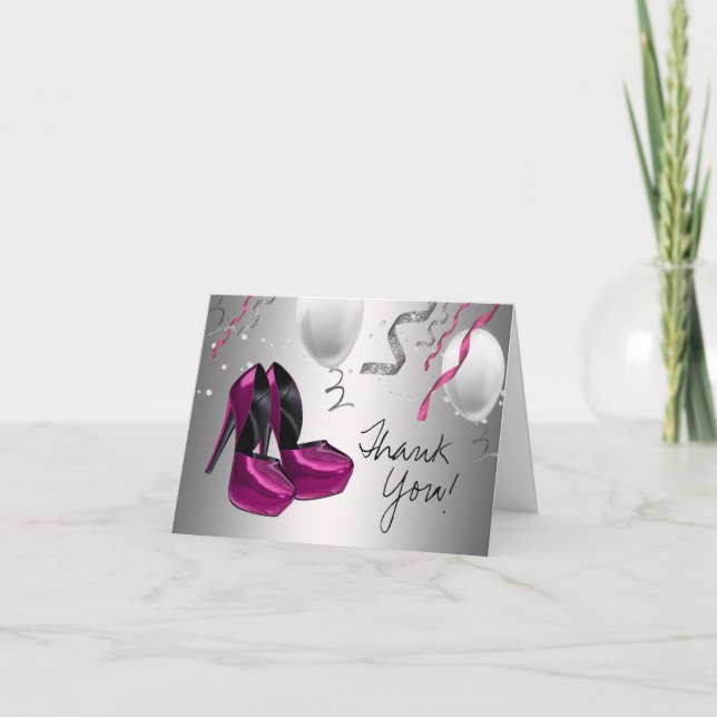 Hot Pink High Heel Shoes Thank You Cards (Front)