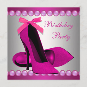 Hot Pink High Heels Shoes Birthday Party Invitation