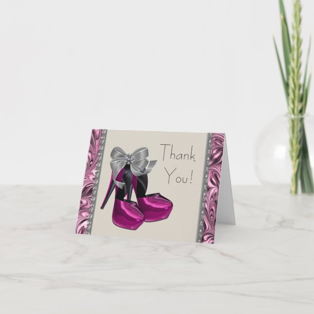 Hot Pink High Heels Thank You Card (Front)