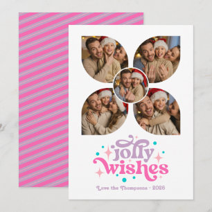 Hot-Pink Holiday Retro Photo Collage Christmas