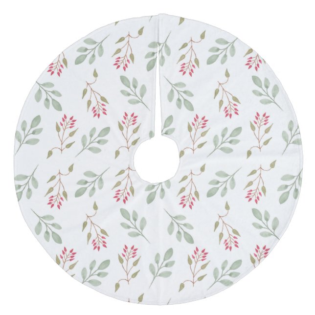 Hot PInk Holly Berry Christmas Tree Skirt (Front)