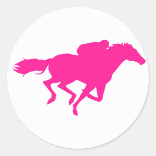 Hot Pink Horse Racing; Race Horse Classic Round Sticker