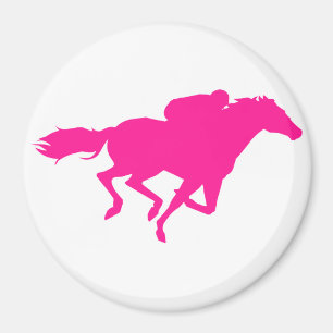 Hot Pink Horse Racing; Race Horse Magnet