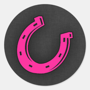 Hot Pink Horseshoe Classic Round Sticker