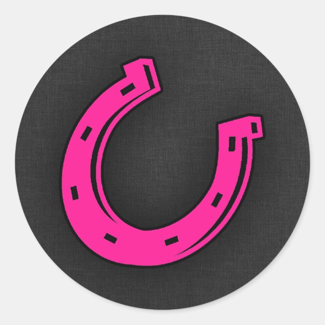 Hot Pink Horseshoe Classic Round Sticker (Front)