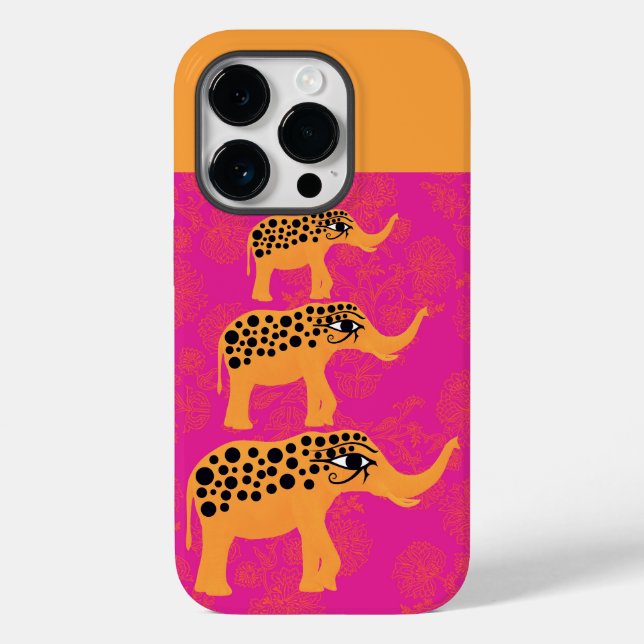 Hot Pink Horus-Eye Elephants iPhone Case (Back)