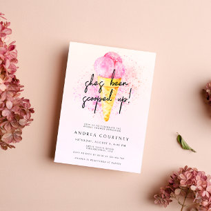 Hot Pink Ice Cream Bridal Shower Invitation