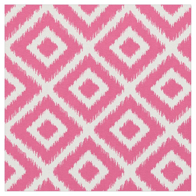 Hot Pink Ikat Diamonds Fabric (Close Up)