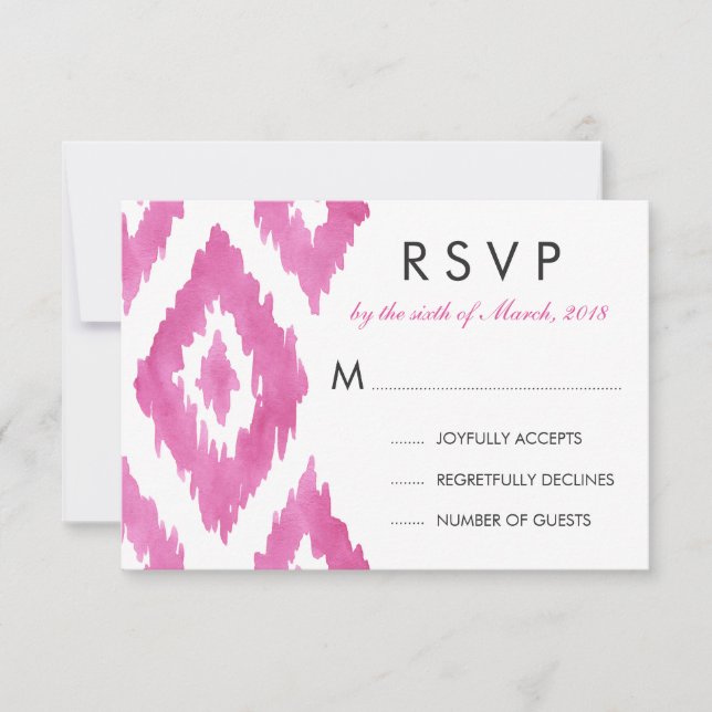 Hot Pink Ikat RSVP Card (Front)