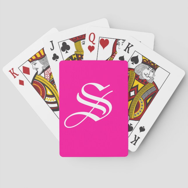 Hot Pink Initial Playing Cards (Back)