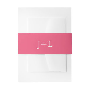 Hot Pink Initials Wedding Invitation Belly Band
