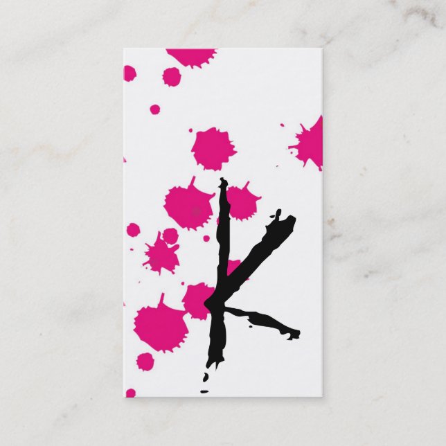 Hot Pink Ink Splot Make Up Artist Business Card (Front)