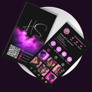 Hot Pink Instagram Hair Stylist QR Code Business Card