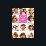 Hot Pink Instagram Photo Collage Custom Monogram Canvas Print<br><div class="desc">Use up to 11 square or selfie phone photos to create a unique and personal gift. Or you can keep the hipster puppy and make a trendy keepsake. If you need to adjust the pictures,  click on the customise tool to make changes.</div>