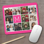 Hot Pink Instagram Photo Collage Custom Monogram Mouse Mat<br><div class="desc">Use up to 11 square or selfie phone photos to create a unique and personal gift. Or you can keep the hipster puppy and make a trendy keepsake. If you need to adjust the pictures,  click on the customise tool to make changes.</div>