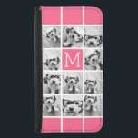 Hot Pink Instagram Photo Collage Custom Monogram Samsung Galaxy S5 Wallet Case<br><div class="desc">Use up to 11 square or selfie phone photos to create a unique and personal gift. Or you can keep the hipster puppy and make a trendy keepsake. If you need to adjust the pictures,  click on the customise tool to make changes.</div>