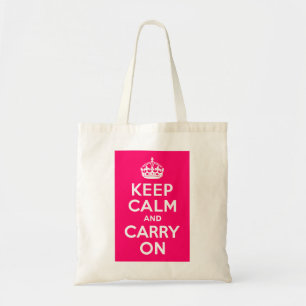 Hot Pink Keep Calm and Carry On Tote Bag