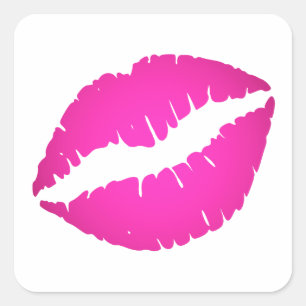 Hot Pink Kiss Square Sticker