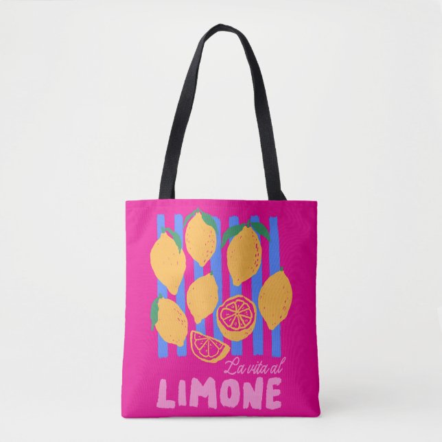 Hot Pink La Vita al Limone Market Tote (Front)
