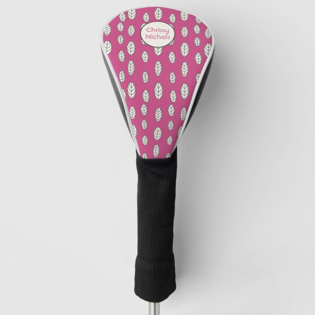 Hot Pink Ladies Personalised Ladies Golf Head Cover (Front)